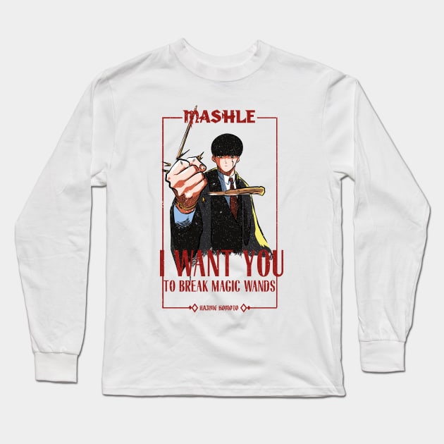 MASHLE: MAGIC AND MUSCLES (I WANT YOU) WHITE (GRUNGE STYLE) Long Sleeve T-Shirt by FunGangStore